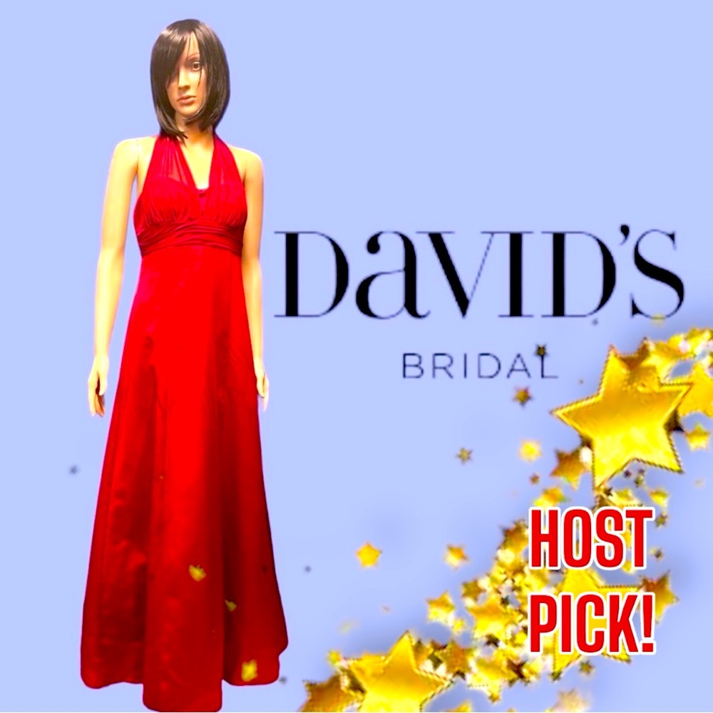 💃HOST PICK! 💃David’s Bridal Bridesmaid or Prom dress in crimson red. Size 4 💃